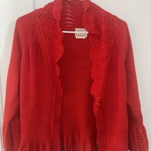 NY Collection Red Women's Cardigan